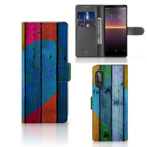 Sony Xperia 10 II Book Style Case Wood Heart - Cadeau voor je Vriend