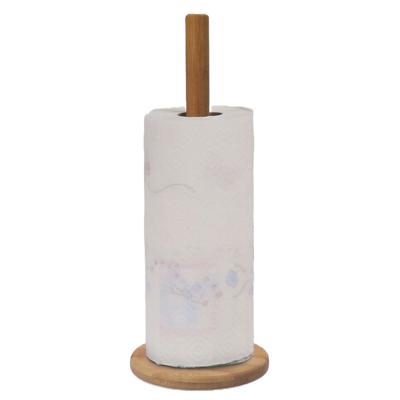 Keukenrolhouder - bamboe hout - staand model - D14 x H32 cm