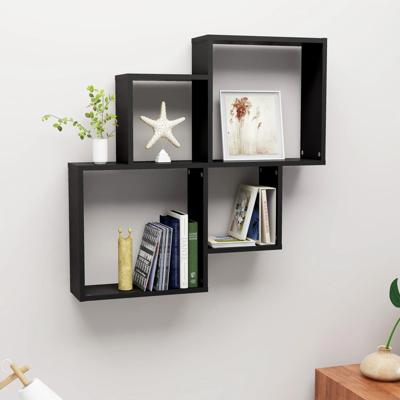 Wandschap kubus 80x15x78,5 cm bewerkt hout zwart