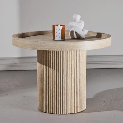 Nohr Ronde Bijzettafel 'Mikos' Travertinlook, 60cm