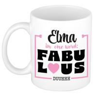 Naam mok Elma - wit - Fabulous - keramiek - 300 ml - cadeau collega beker