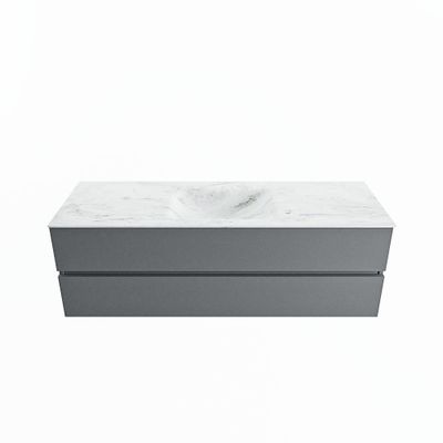 MONDIAZ VICA-DLUX 150cm badmeubel onderkast Plata 2 lades. Inbouw wastafel CLOUD midden zonder kraangat, kleur Opalo.