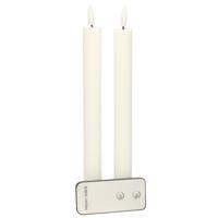 Led kaarsen/dinerkaarsen - 2x st - wit - ribbel - 23 cm - 3D vlam - afstandsbediening