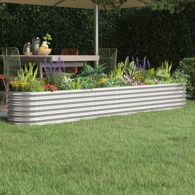 Plantenbak 260x40x36 cm gepoedercoat staal zilverkleurig