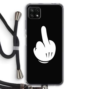 Middle finger black: Samsung Galaxy A22 5G Transparant Hoesje met koord