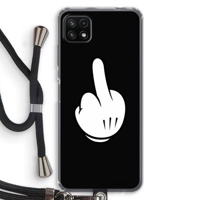 Middle finger black: Samsung Galaxy A22 5G Transparant Hoesje met koord