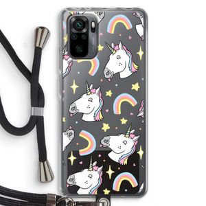 Rainbow Unicorn: Xiaomi Redmi Note 10 Pro Transparant Hoesje met koord