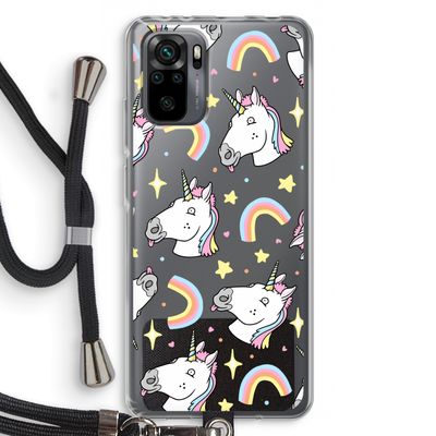 Rainbow Unicorn: Xiaomi Redmi Note 10 Pro Transparant Hoesje met koord