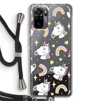 Rainbow Unicorn: Xiaomi Redmi Note 10 Pro Transparant Hoesje met koord