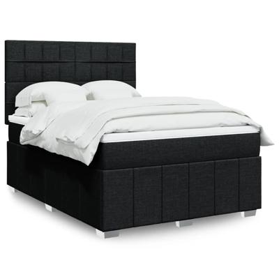 Boxspring met matras stof zwart 140x190 cm