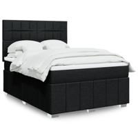 Boxspring met matras stof zwart 140x190 cm