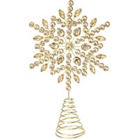 Kerstboom piek - ster vorm - goud met steentjes - H26 cm - thumbnail