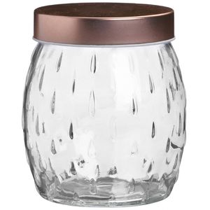 Urban Living Voorraadpot/bewaarpot Beau - 1L - glas - koperen deksel - D13 x H13 cm - Voorraadpot