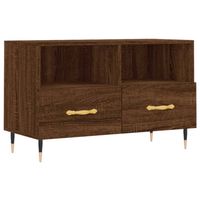 The Living Store Tv-meubel - Bruineiken - 80x36x50cm - Bewerkt hout en ijzer - thumbnail