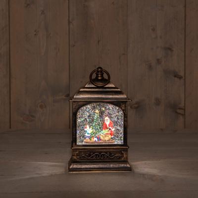 B.O. Lantern Santa Glitter Water Led Warm White 13,5X25,5 cm - Annas collection