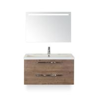 Seville Badmeubelset 100 cm - Tabacco - Wastafel Djazz 1 kraangat - met Sence Spiegel