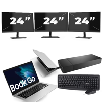 Microsoft Surface Go - Intel Core i5-10e Generatie - 10 inch - 8GB RAM - 64GB SSD - Windows 11 Home + 3x 24 inch Monitor