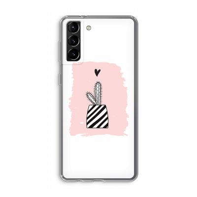Zwart-wit cactus: Samsung Galaxy S21 Plus Transparant Hoesje