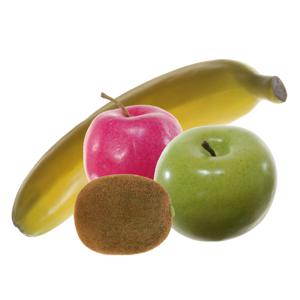 Kunstfruit decofruit fruitschaal - set van 4x stuks - 6 tot 18 cm - kleuren mix