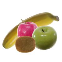 Kunstfruit decofruit fruitschaal - set van 4x stuks - 6 tot 18 cm - kleuren mix