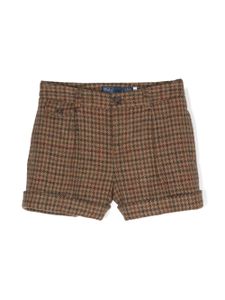 POLO RALPH LAUREN KIDS short en laine à imprimé pied-de-poule - Marron