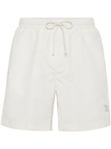 Brunello Cucinelli short de bain à logo brodé - Blanc