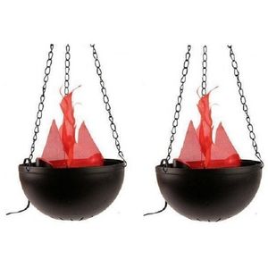 2x Halloween hanglampen met flikkerende vlam - Feestdecoratievoorwerp