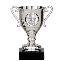 Luxe trofee/prijs beker met oren - zilver - metaal - 11 x 6 cm - thumbnail