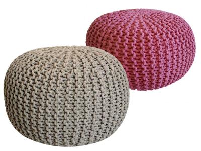 Mees - Sitzhocker Pouf SET 2 - gerecycled katoen - Ø 55 cm H 37 cm