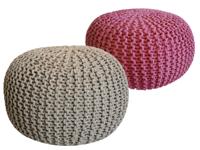 Mees - Sitzhocker Pouf SET 2 - gerecycled katoen - Ø 55 cm H 37 cm