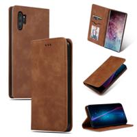 Retro huid voelen Business magnetische horizontale Flip lederen case voor Galaxy Note 10 Pro (bruin)