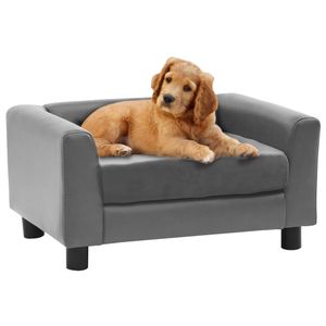 VidaXL Hondenbank 60x43x30 cm pluche en kunstleer grijs