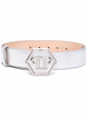 Philipp Plein ceinture à plaque logo - Argent