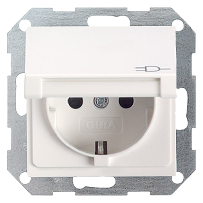 Gira System 55 Contactdoos | Inbouw | 1-voudig | Randaarde | Met Klep | Polarwit - 66.051.44