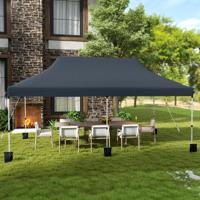Uitschuifbare Tent 300 x 600 cm Waterdichte Opvouwbare Partytent met Draagtas Zonwering Stevig Buitenprieel voor Terras Strand Bruiloft