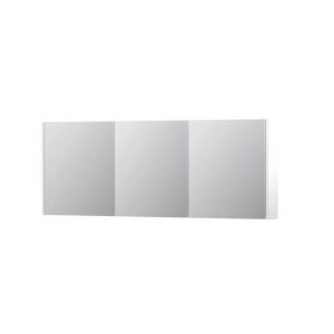 INK SPK1 Spiegelkast - 160x14x60cm - 3 deuren - dubbelzijdige Spiegel - schakelaar en stopcontact - MDF lak wit mat 1110801
