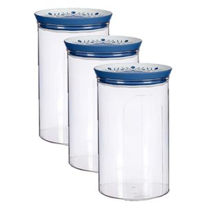 3x stuks kunststof voorraadpot/bewaarpot transparant met deksel L12 x B12 x H18 cm - 2200 ML