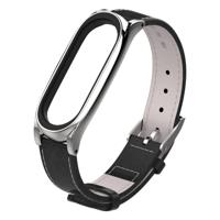 Mijobs Top-grain Leather Strap for Xiaomi Mi Band 3 & 4 Wrist Straps Screwless Magnetic Bracelet Smart Band Replace Accessories Host not Included