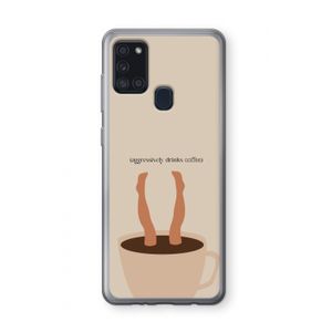 Aggressively drinks coffee: Samsung Galaxy A21s Transparant Hoesje
