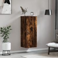 Wandkast 34,5x34x90 cm bewerkt hout gerookt eikenkleurig