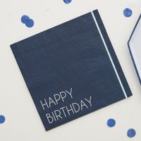 Servetten Happy Birthday Navy Blue (16st) - thumbnail