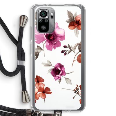 Geschilderde bloemen: Xiaomi Redmi Note 10S Transparant Hoesje met koord