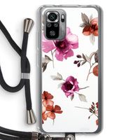 Geschilderde bloemen: Xiaomi Redmi Note 10S Transparant Hoesje met koord