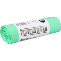 PowerSterko Afvalzak | Bioplastic o.b.v. Zetmeelblend | 60l | 60x80cm | groen | 24 rol