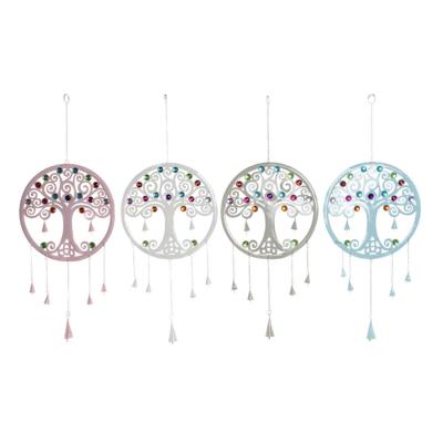 Ophangdecoratie DKD Home Decor Boomstructuur Blauw Wit Grijs Roze 33 x 3 x 81 cm (4 Stuks)