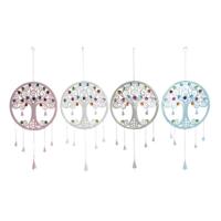 Ophangdecoratie DKD Home Decor Boomstructuur Blauw Wit Grijs Roze 33 x 3 x 81 cm (4 Stuks)