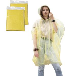 Regenponcho - 2x - geel transparant - wegwerp - voor volwassenen - one size fitts all - capuchon