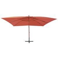 The Living Store Hangende Houten Parasol - Tuinparasol 400x300x285 cm - Terracotta - thumbnail