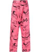 Comme Des Garçons Shirt pantalon droit à imprimé graffiti - Rose - thumbnail