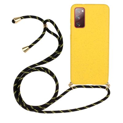 Lunso - Backcover hoes met koord - Samsung Galaxy S20 FE - Geel